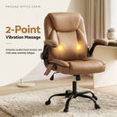 Artiss 2 Point Massage Office Chair Leather Mid Back Espresso-4