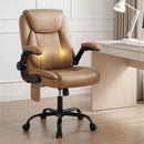 Artiss 2 Point Massage Office Chair Leather Mid Back Espresso-10