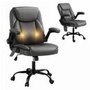 Artiss 2 Point Massage Office Chair Leather Mid Back Grey-1