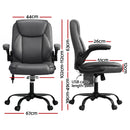 Artiss 2 Point Massage Office Chair Leather Mid Back Grey-2
