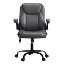 Artiss 2 Point Massage Office Chair Leather Mid Back Grey-3