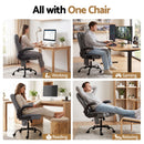 Artiss 2 Point Massage Office Chair Leather Mid Back Grey-6