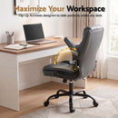 Artiss 2 Point Massage Office Chair Leather Mid Back Grey-8