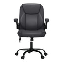 Artiss 2 Point Massage Office Chair Leather Mid Back Grey-3