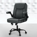 Artiss 2 Point Massage Office Chair Leather Mid Back Grey-7