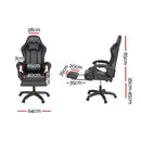 Artiss 6 Point Massage Gaming Office Chair 7 LED Footrest Black-2