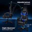 Artiss 6 Point Massage Gaming Office Chair 7 LED Footrest Blue-6