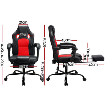 Artiss 2 Point Massage Gaming Office Chair PU Leather Red - 0