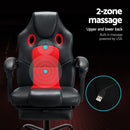 Artiss 2 Point Massage Gaming Office Chair PU Leather Red-4