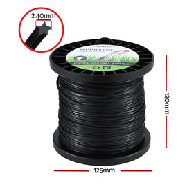 Giantz 100M Whipper Snipper Trimmer Line 2.4mm Star Nylon String Cord Black - 0