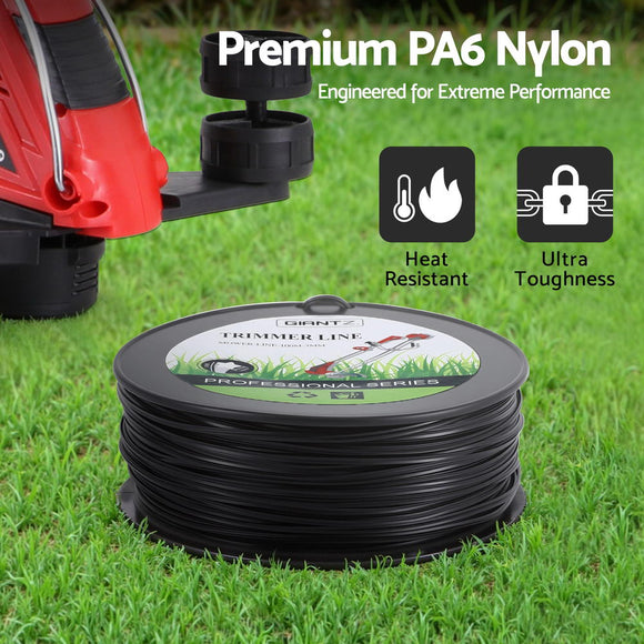 Giantz 100M Whipper Snipper Trimmer Line 3.0mm Star Nylon String Cord Black