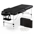 Zenses Massage Table 55cm 2 Fold Aluminium Massage Bed Portable Beauty Therapy Black-1