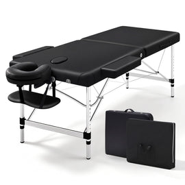 Zenses Massage Table 70cm 2 Fold Aluminium Massage Bed Portable Beauty Therapy Black