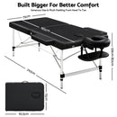 Zenses Massage Table 75cm 2 Fold Aluminium Massage Bed Portable Beauty Therapy Black-3