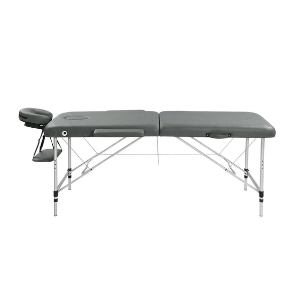 Zenses Massage Table 55cm 2 Fold Aluminium Massage Bed Portable Beauty Therapy Grey