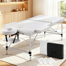 Zenses Massage Table 75cm 2 Fold Aluminium Massage Bed Portable Beauty Therapy White-1