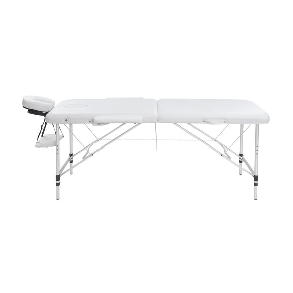 Zenses Massage Table 75cm 2 Fold Aluminium Massage Bed Portable Beauty Therapy White
