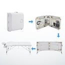 Zenses Massage Table 75cm 2 Fold Aluminium Massage Bed Portable Beauty Therapy White-8