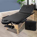 Zenses Massage Table 75cm 3 Fold Wooden Portable Beauty Therapy Bed Waxing Black-1