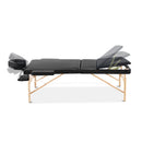 Zenses Massage Table 75cm 3 Fold Wooden Portable Beauty Therapy Bed Waxing Black-3