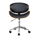 Artiss Wooden Office Chair Leather Seat Black-3
