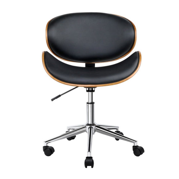 Artiss Wooden Office Chair Leather Seat Black
