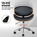 Artiss Wooden Office Chair Leather Seat Black-4