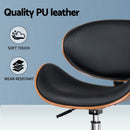 Artiss Wooden Office Chair Leather Seat Black-5
