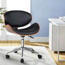 Artiss Wooden Office Chair Leather Seat Black-9