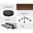 Artiss Wooden Office Chair Leather Seat Black-4