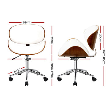 Artiss Wooden Office Chair Leather Seat White - 0