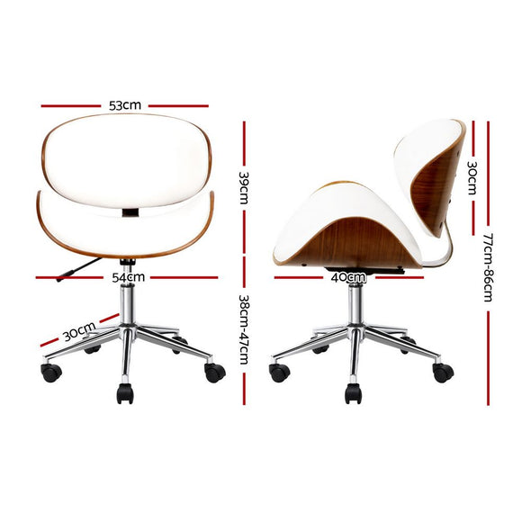 Artiss Wooden Office Chair Leather Seat White