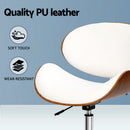 Artiss Wooden Office Chair Leather Seat White-5