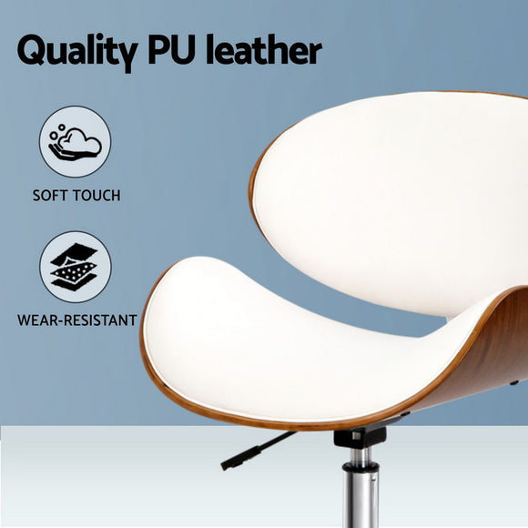 Artiss Wooden Office Chair Leather Seat White