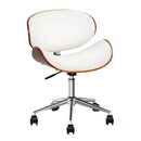 Artiss Wooden Office Chair Leather Seat White-1
