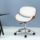 Artiss Wooden Office Chair Leather Seat White-8