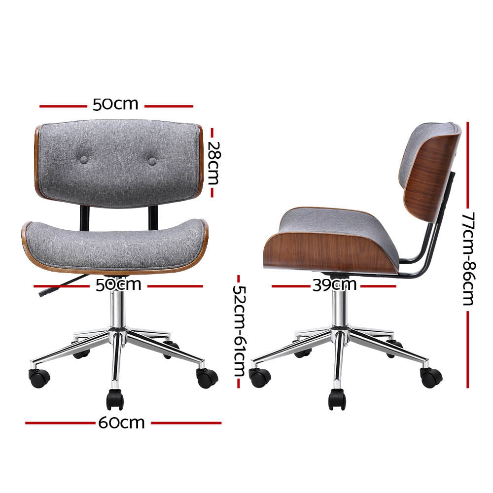 Artiss Wooden Office Chair Fabric Seat Grey - 0