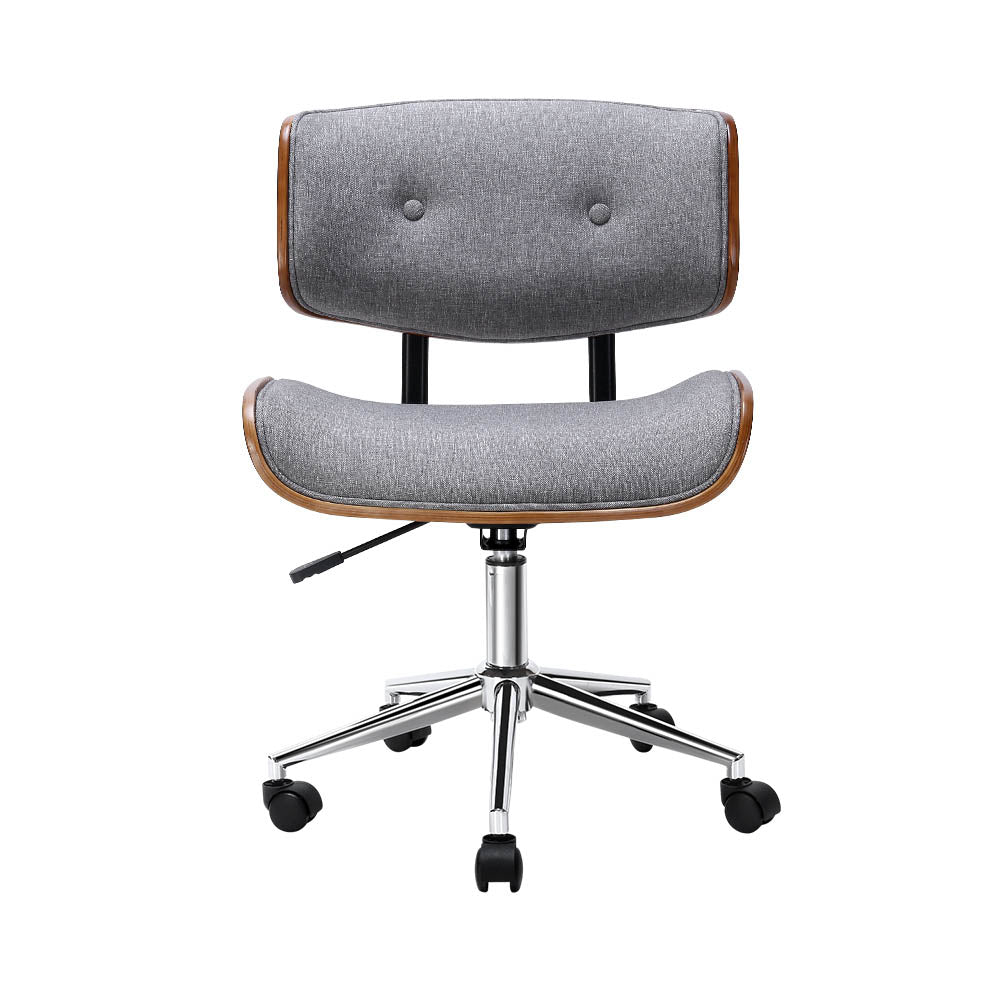 Artiss Wooden Office Chair Fabric Seat Grey