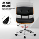 Artiss Wooden Office Chair PU Seat Black Brown-4
