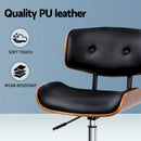 Artiss Wooden Office Chair PU Seat Black Brown-5