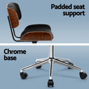 Artiss Wooden Office Chair PU Seat Black Brown-6