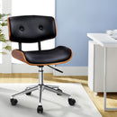 Artiss Wooden Office Chair PU Seat Black Brown-9
