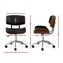 Artiss Wooden Office Chair PU Seat Black Brown-2