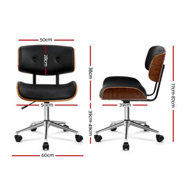 Artiss Wooden Office Chair PU Seat Black Brown - 0