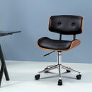Artiss Wooden Office Chair PU Seat Black Brown-8