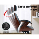 Artiss Wooden Office Chair Leather Seat Black-6
