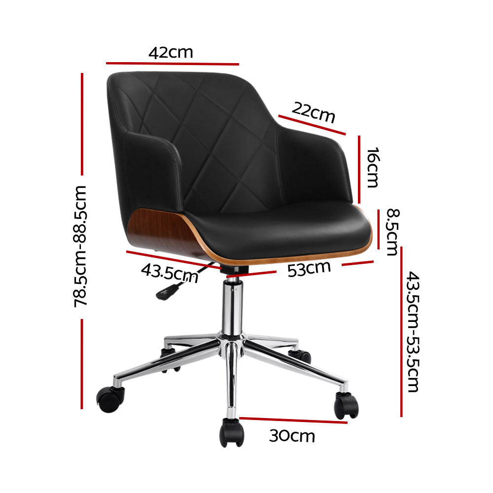 Artiss Wooden Office Chair Fabric Seat Black - 0