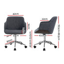 Artiss Wooden Office Chair Fabric Seat Grey-2