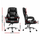 Artiss Executive Office Chair Leather Recliner Black-2