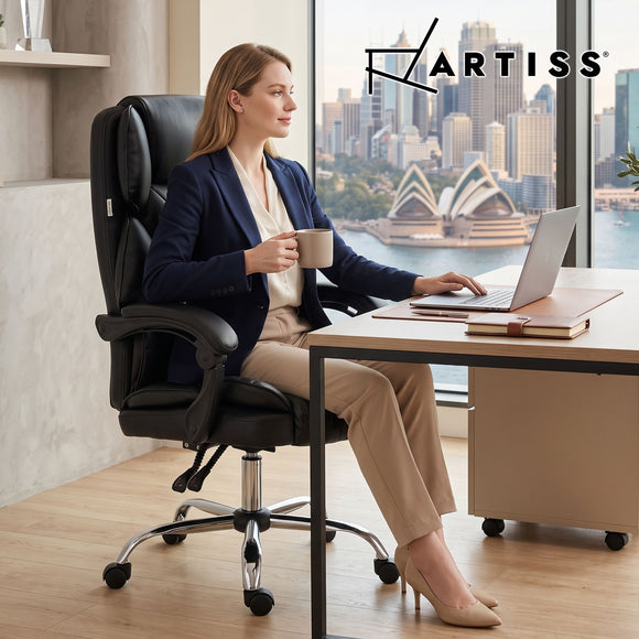 Artiss Executive Office Chair Leather Recliner Black